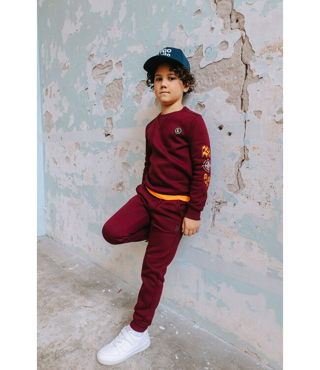 Tygo & Vito winter joggingbroek jongens - bordeaux rood - Boaz