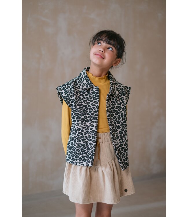 Like Flo winter gilet meisjes - blauw/beige - Dua - geweven - panter