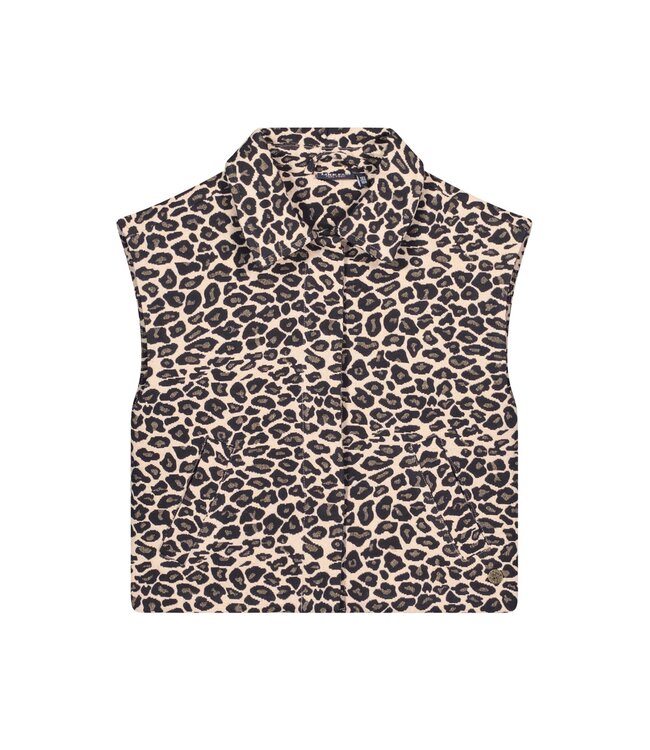 Like Flo winter gilet meisjes - blauw/beige - Dua - geweven - panter