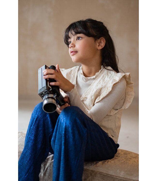 Like Flo winter gilet meisjes - beige - Dia - nep strik sluiting