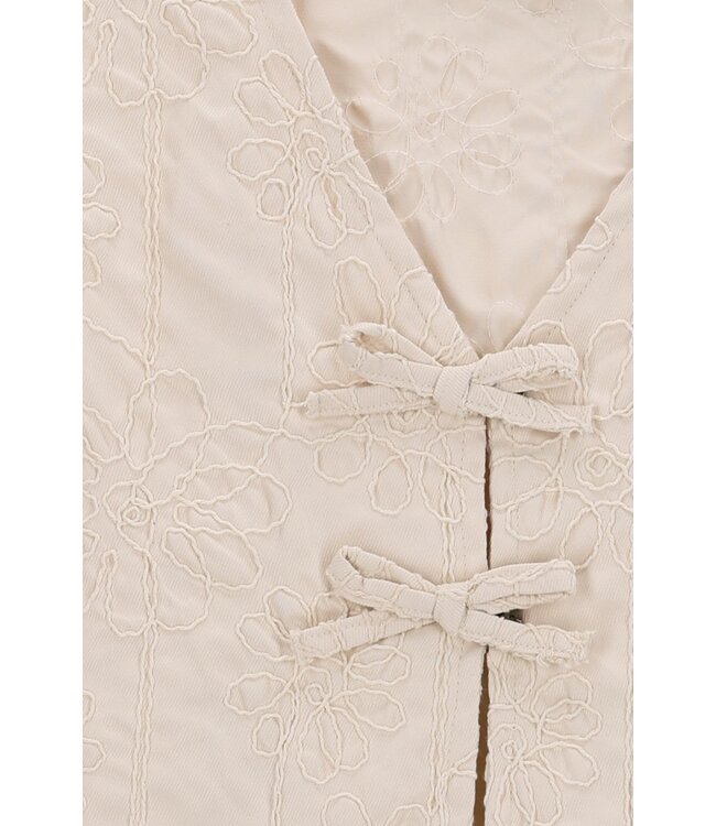 Like Flo winter gilet meisjes - beige - Dia - nep strik sluiting