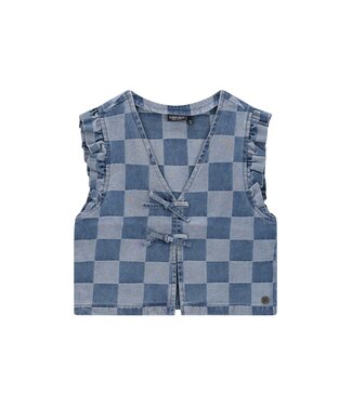 Like Flo winter gilet meisjes - blauw - Dia - nep strik sluiting