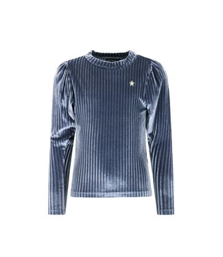 Like Flo winter velvet top meisjes - blauw - Esmay