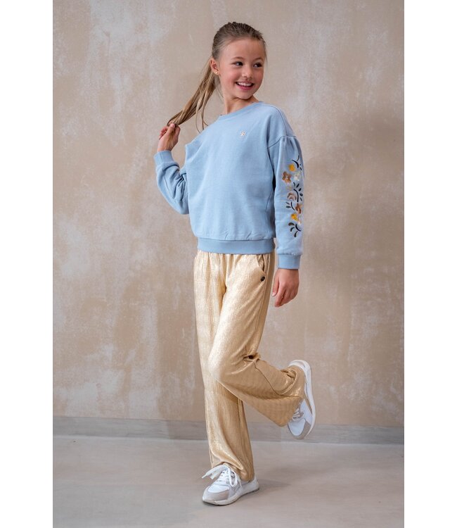 Like Flo winter straight leg broek meisjes - goud - Fenya - metallic