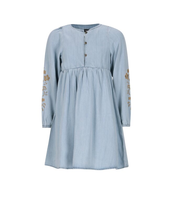 Like Flo winter jurk meisjes - blauw - Mischa - chambrey - borduursel op mouw