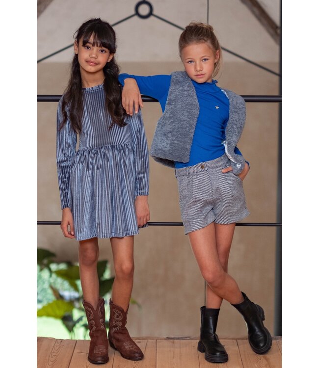 Like Flo winter jurk meisjes - blauw - Mara - knopen op mouw