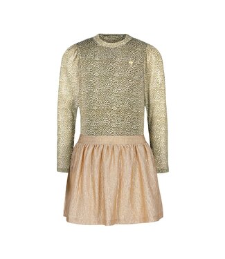 Like Flo winter jurk meisjes - zand - Mira - mesh top + metallic rok