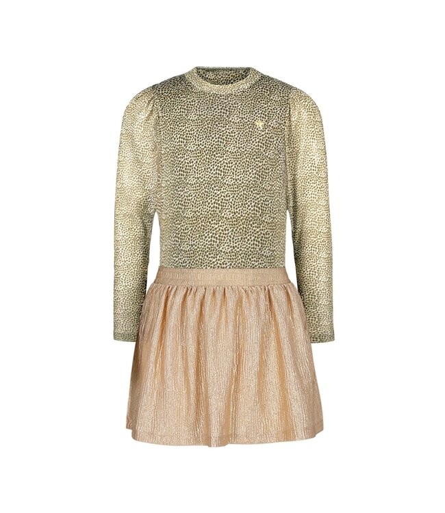 Like Flo winter jurk meisjes - zand - Mira - mesh top + metallic rok