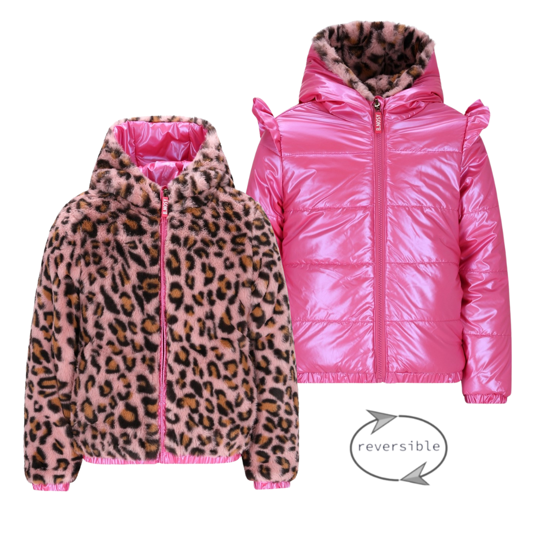 B.Nosy winter winterjas meisjes - roze - Joy - reversible afbeelding