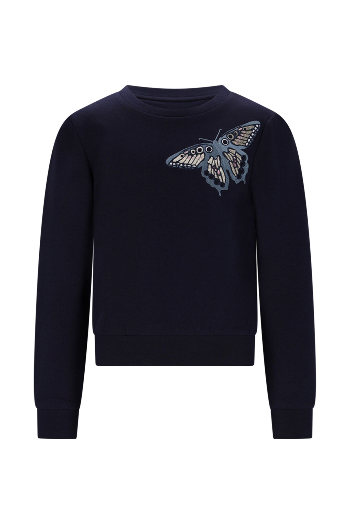 Le Chic winter sweater meisjes - navy blauw - Odette - vlinder afbeelding
