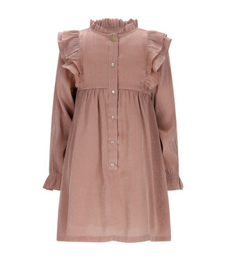 Le Chic winter jurk meisjes - bruin/rood - Skylar - ruffle