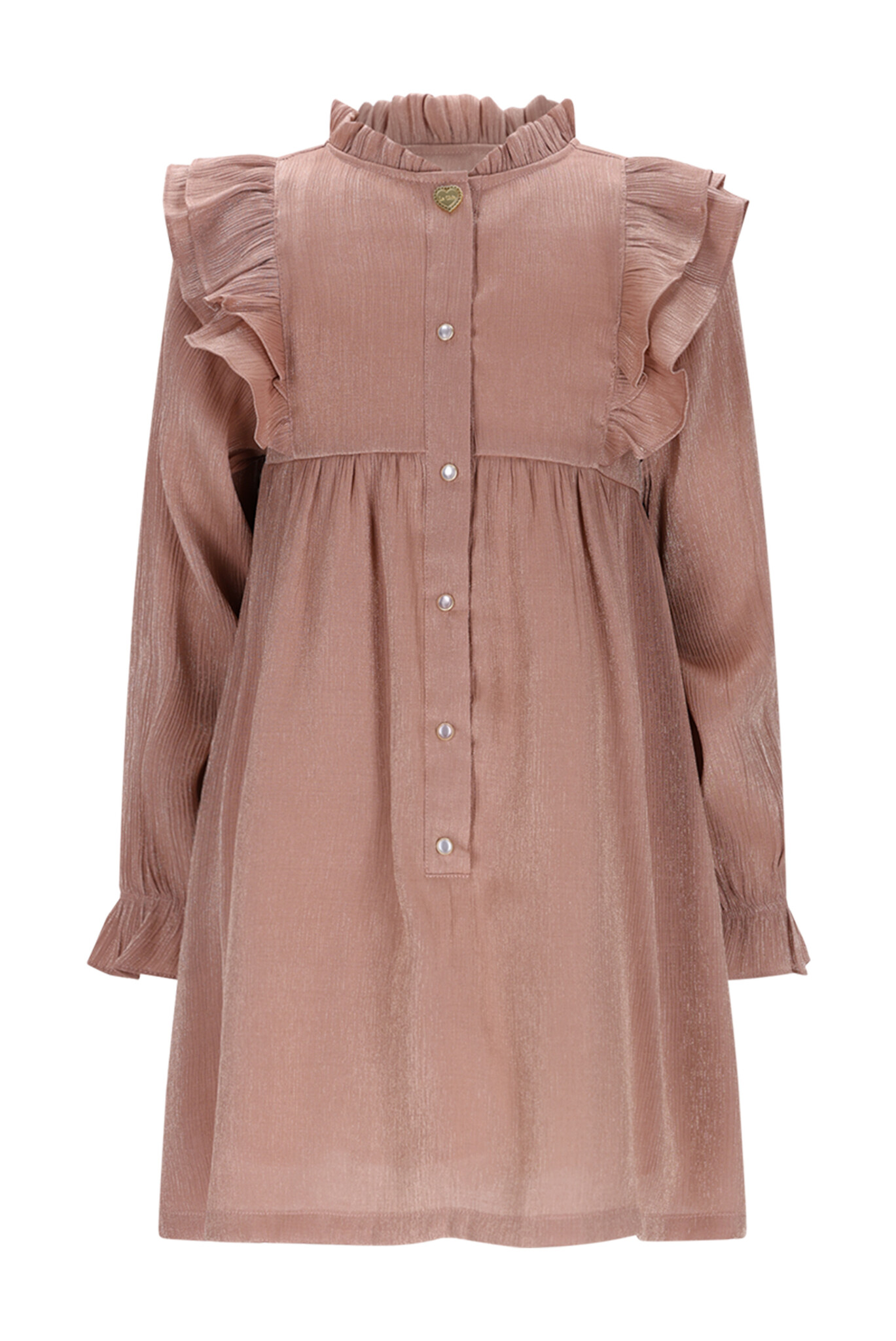 Le Chic winter jurk meisjes - bruin/rood - Skylar - ruffle afbeelding