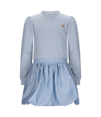Le Chic winter jurk meisjes - blauw - Salloon - gebreid, glitter
