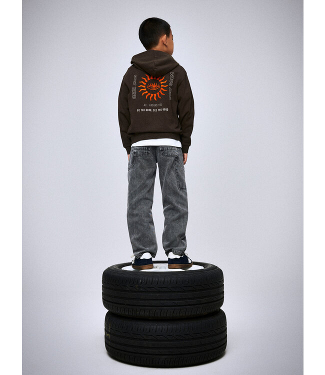 Name it winter hoodie jongens - bruin - NkmLanton