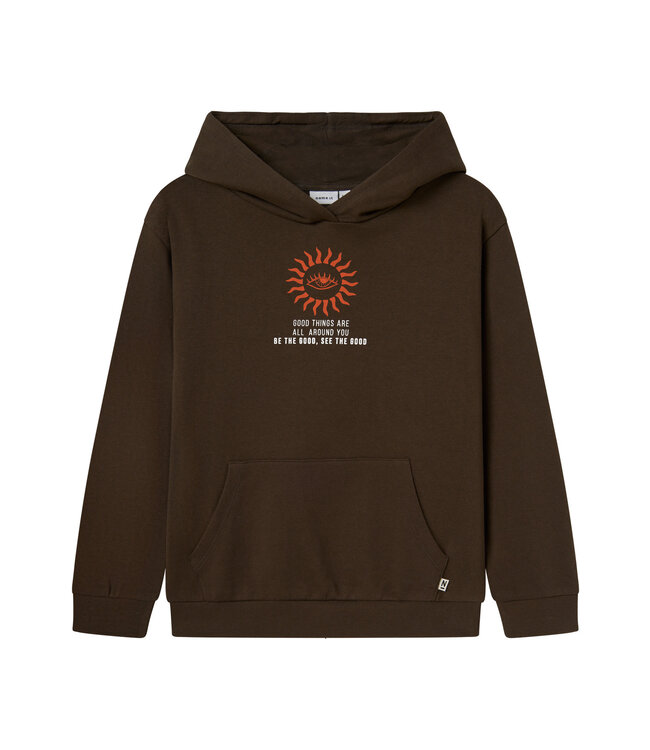 Name it winter hoodie jongens - bruin - NkmLanton