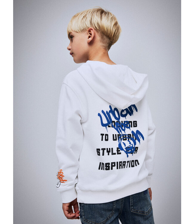 Name it winter hoodie jongens - wit - NkmLucian