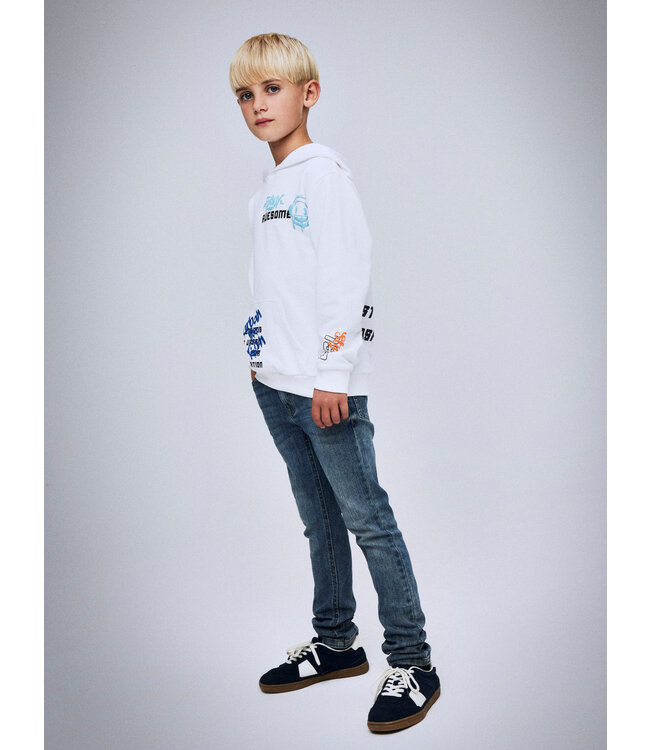 Name it winter hoodie jongens - wit - NkmLucian