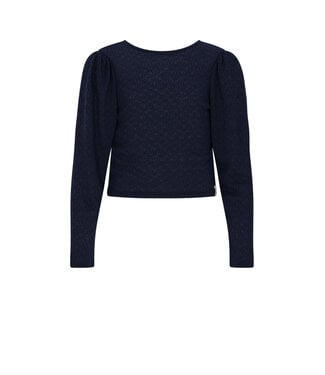 NoBell winter jersey crop top meisjes - navy blauw - Kysa - strikdetails, gestructureerd