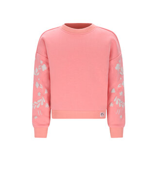 NoNo winter sweater meisjes - roze - Konono - furry, mouwprint