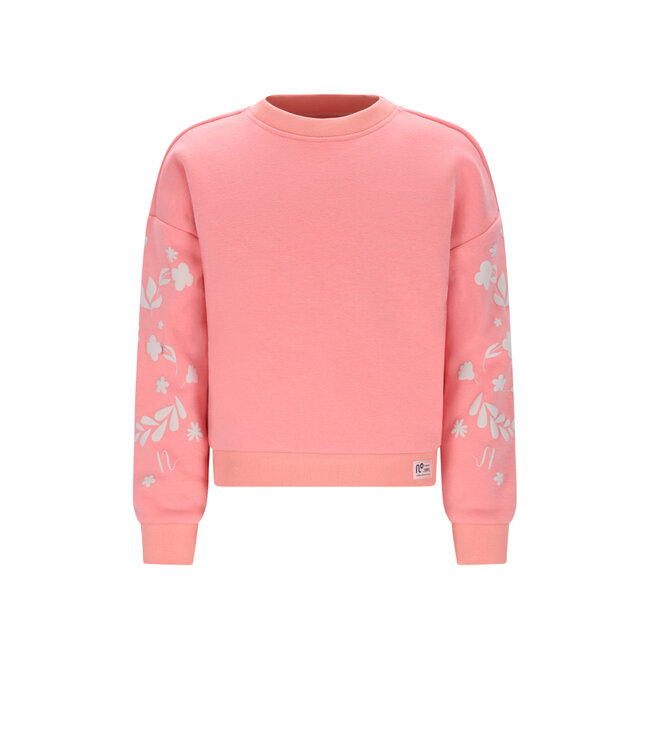 NoNo winter sweater meisjes - roze - Konono - furry, mouwprint