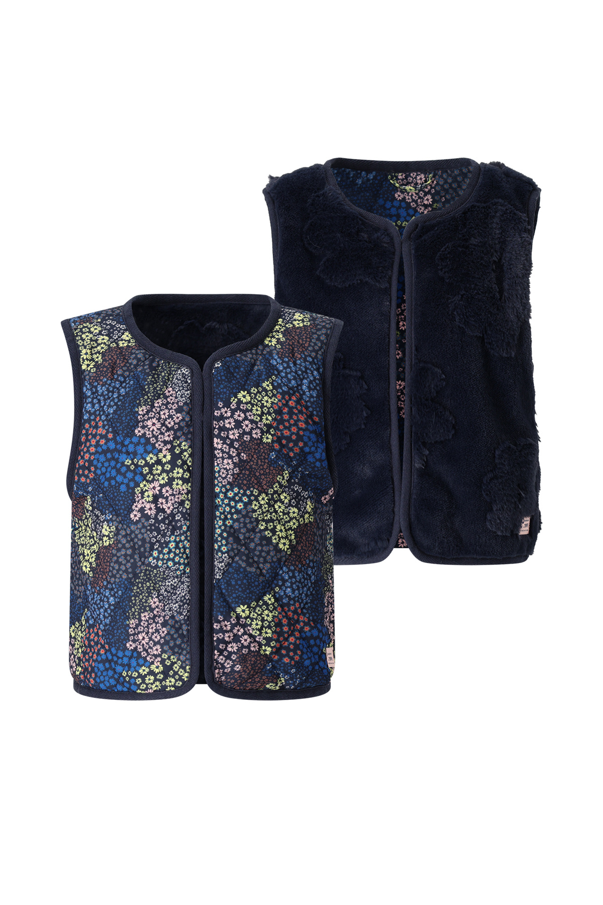 NoNo winter gilet meisjes - navy blauw - Katya - omkeerbaar afbeelding