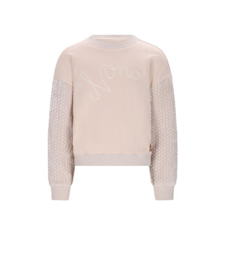 NoNo winter sweater meisjes - ivoor - Konono - vevet contrast mouwen
