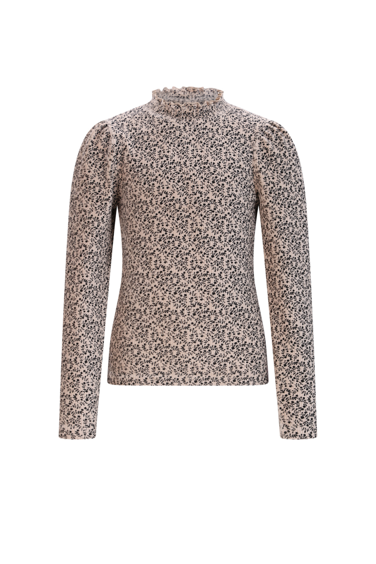 NoNo winter jersey t-shirt meisjes - ivoor - Koss - AOP, rib afbeelding