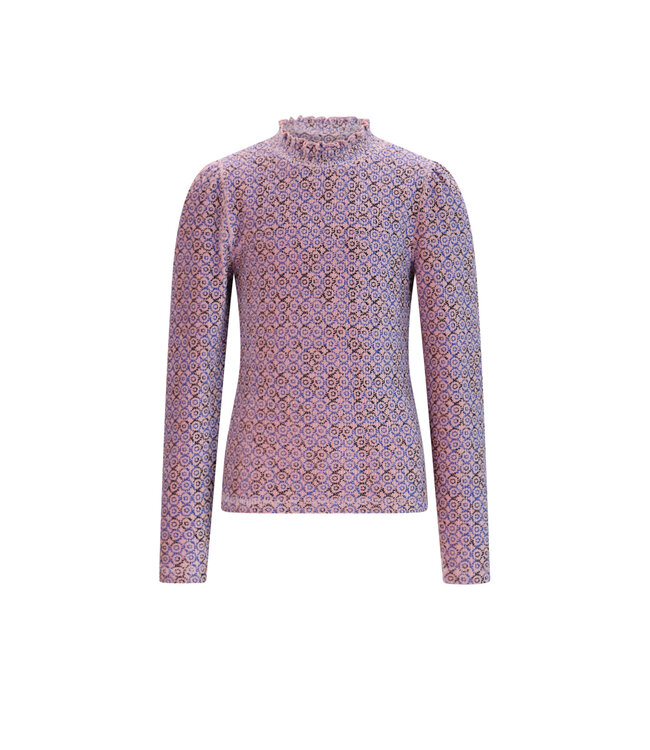 NoNo winter jersey t-shirt meisjes - blauw - Koss - AOP, rib