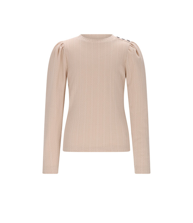 NoNo winter jersey t-shirt meisjes - ivoor - Kiva - gebreid