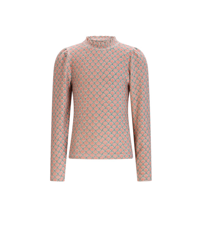 NoNo winter jersey t-shirt meisjes - groen - Koss - AOP, rib