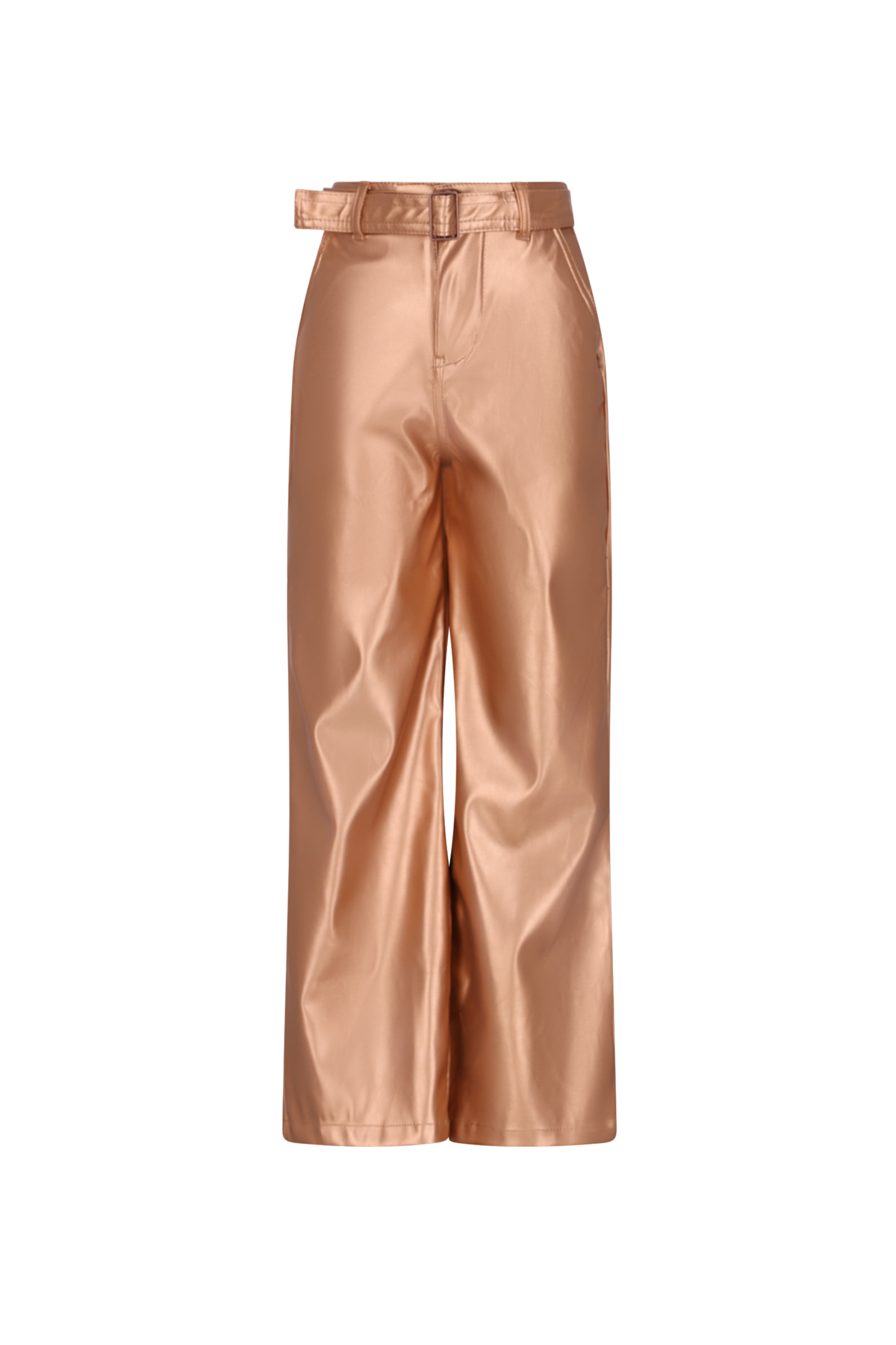 NoNo winter nep leren wide leg broek meisjes - taupe - Simona afbeelding