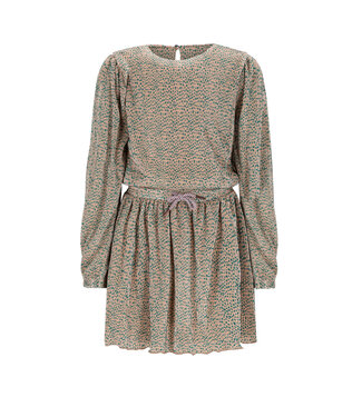 NoNo winter plisse jersey jurk meisjes - zand - Miron - AOP