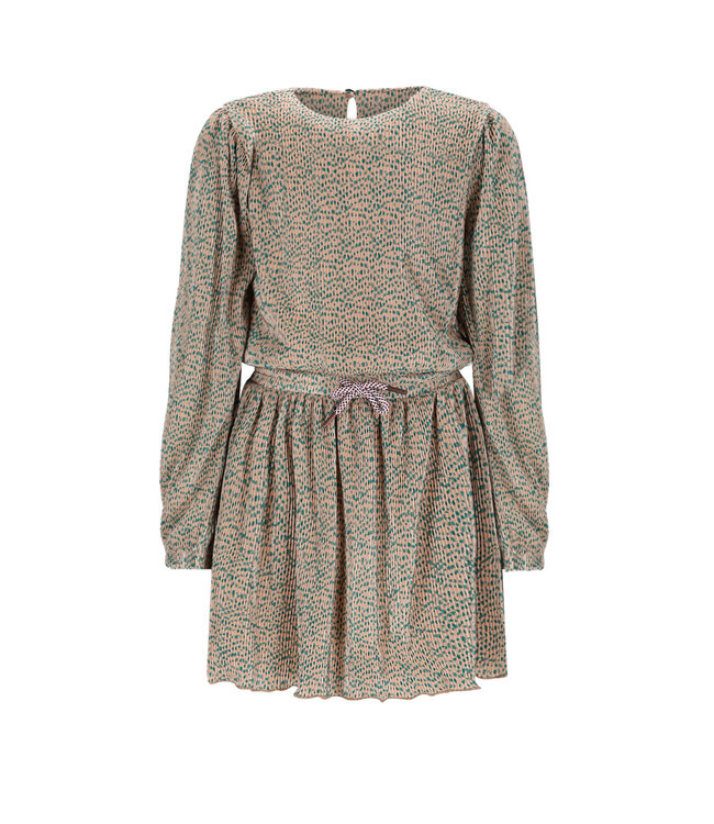 NoNo winter plisse jersey jurk meisjes - zand - Miron - AOP