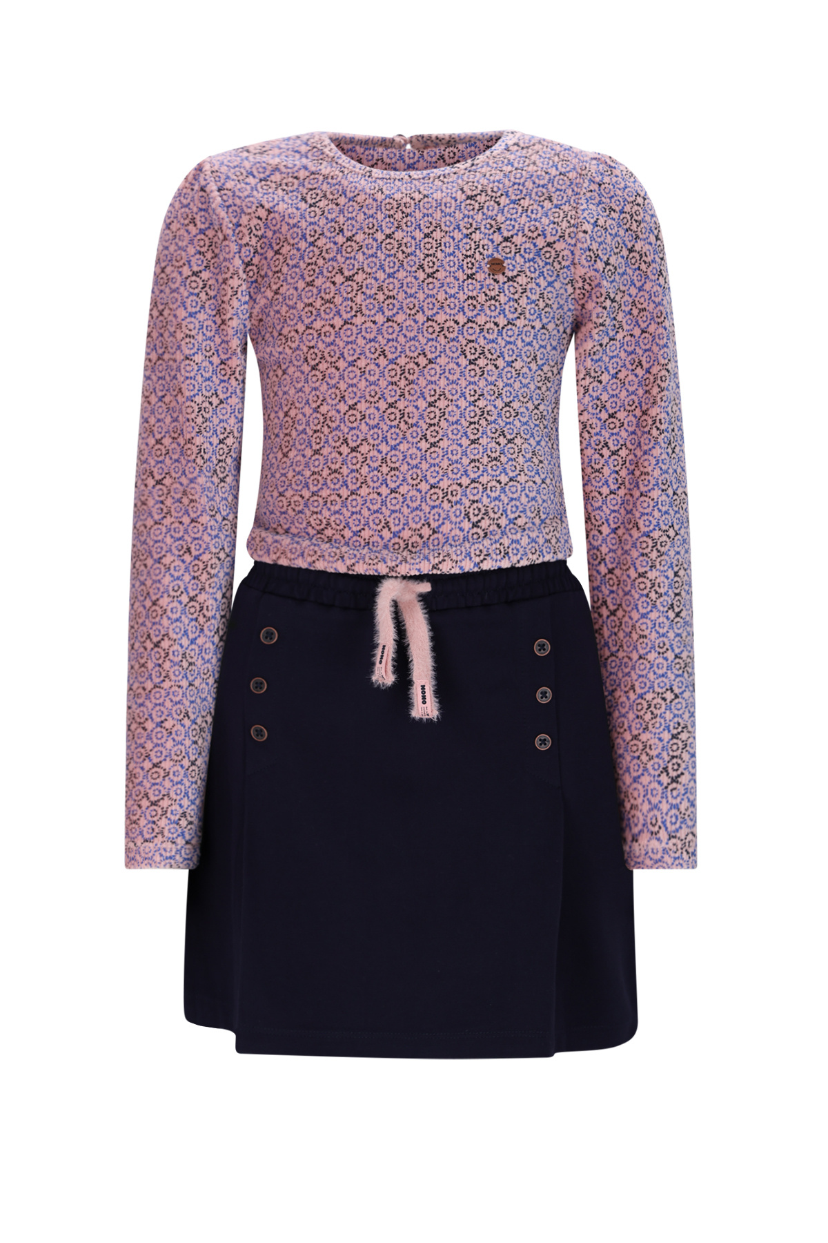 NoNo winter combi jurk meisjes - blauw - Mayal - velvet rib top + interlock rok afbeelding