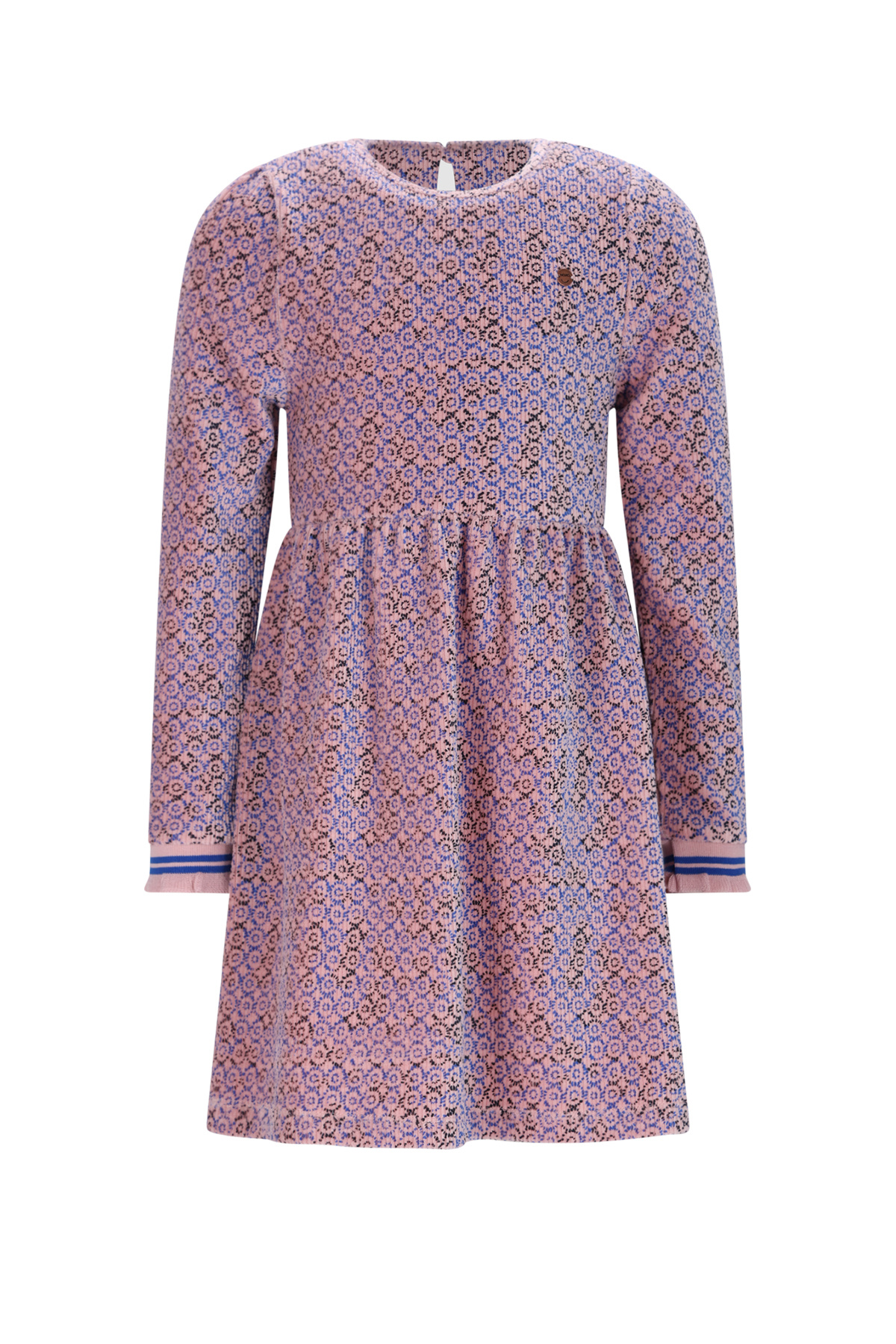 NoNo winter velvet jersey jurk meisjes - blauw - Maxim - AOP rib afbeelding