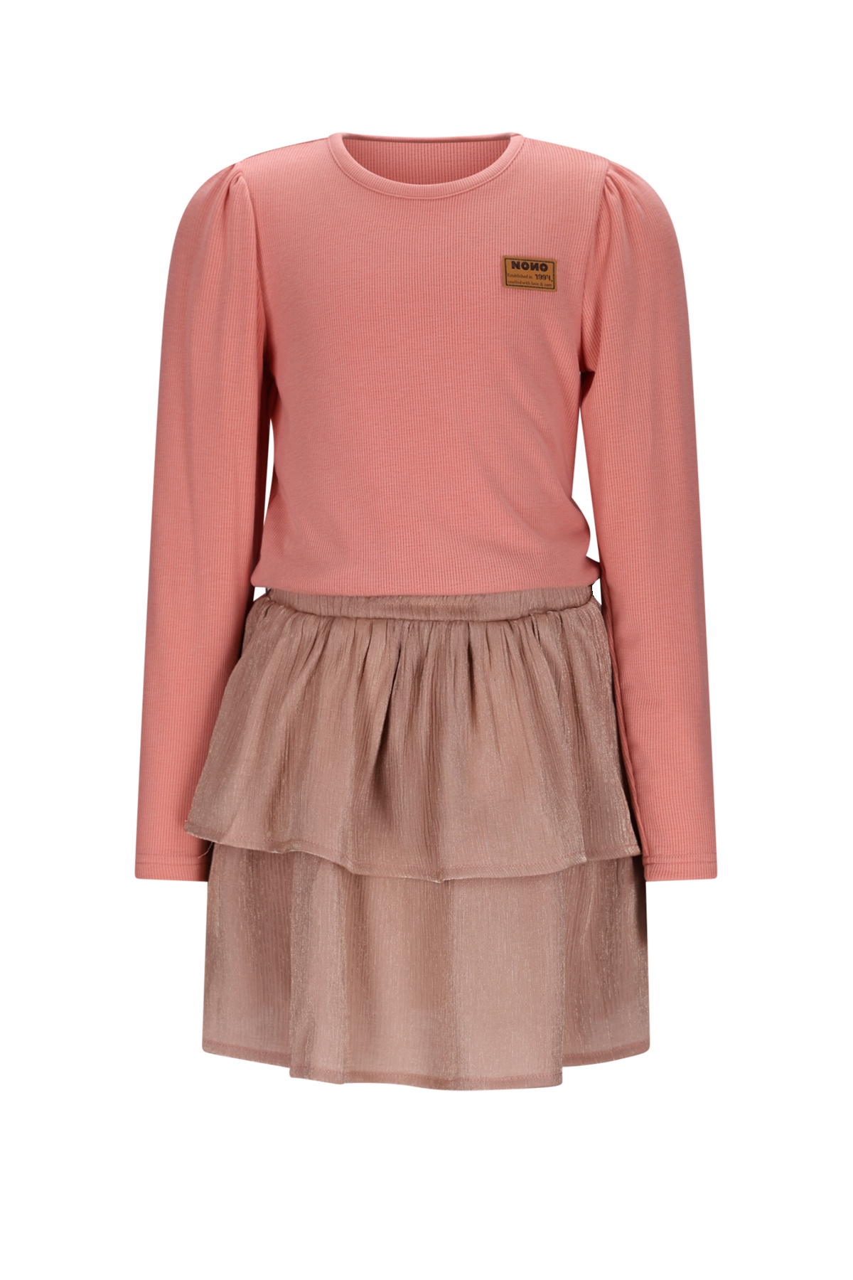 NoNo winter combi jurk meisjes - roze - Moran - jersey top + metallic rok + sjaalriem afbeelding
