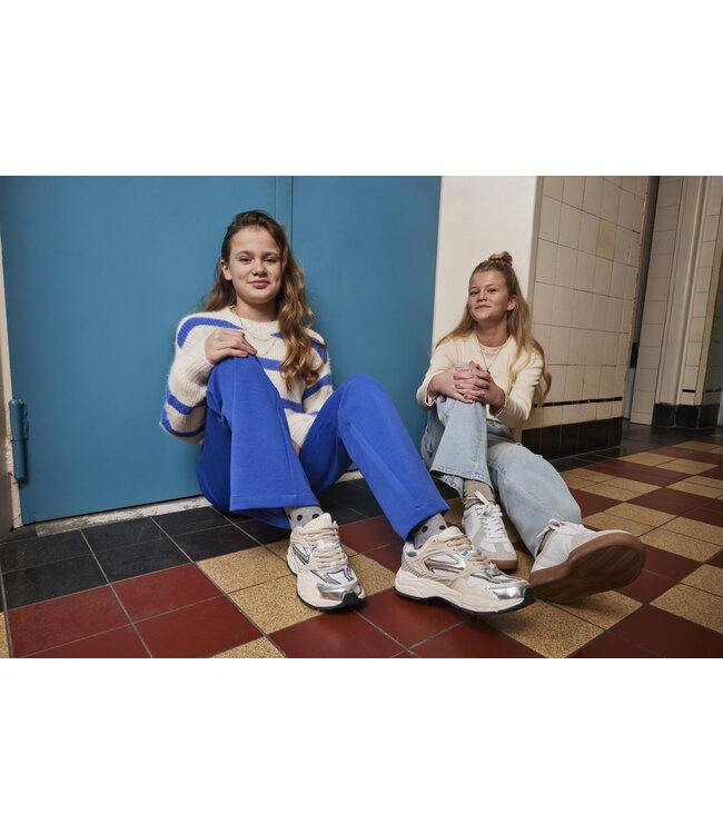 Indian Blue Jeans Winter sweater meisjes - wit - fuzzy/strepen