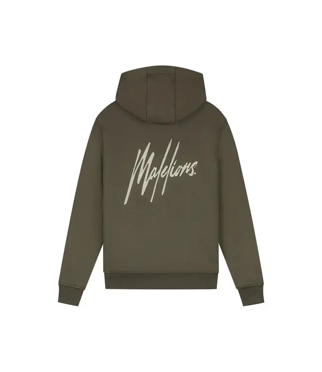 Malelions winter hoodie jongens - groen/beige - signature, gestreept