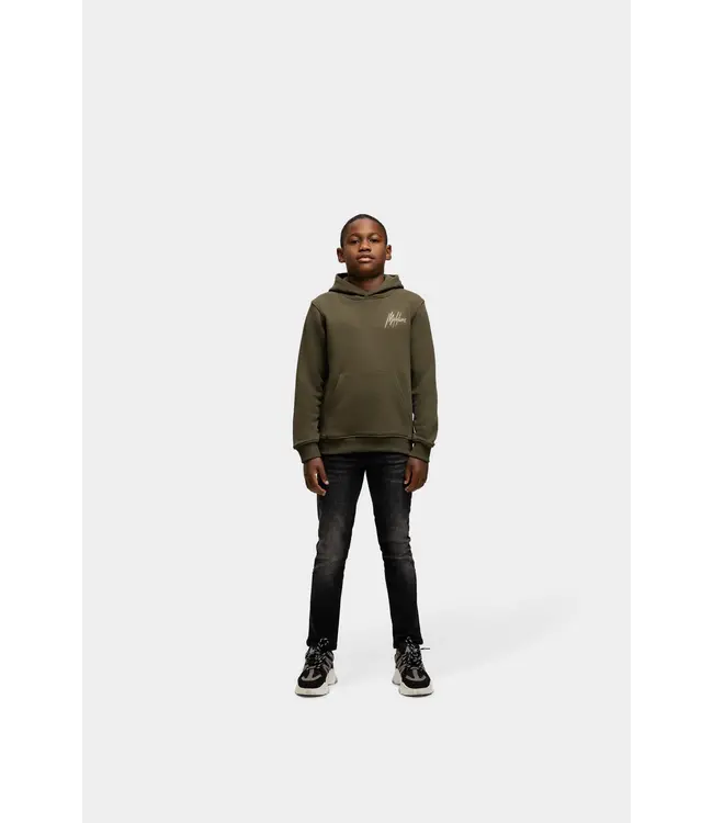 Malelions winter hoodie jongens - groen/beige - signature, gestreept