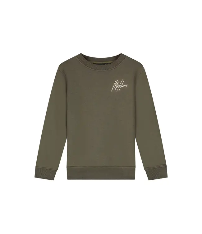Malelions winter sweater jongens - groen/beige - signature, gestreept