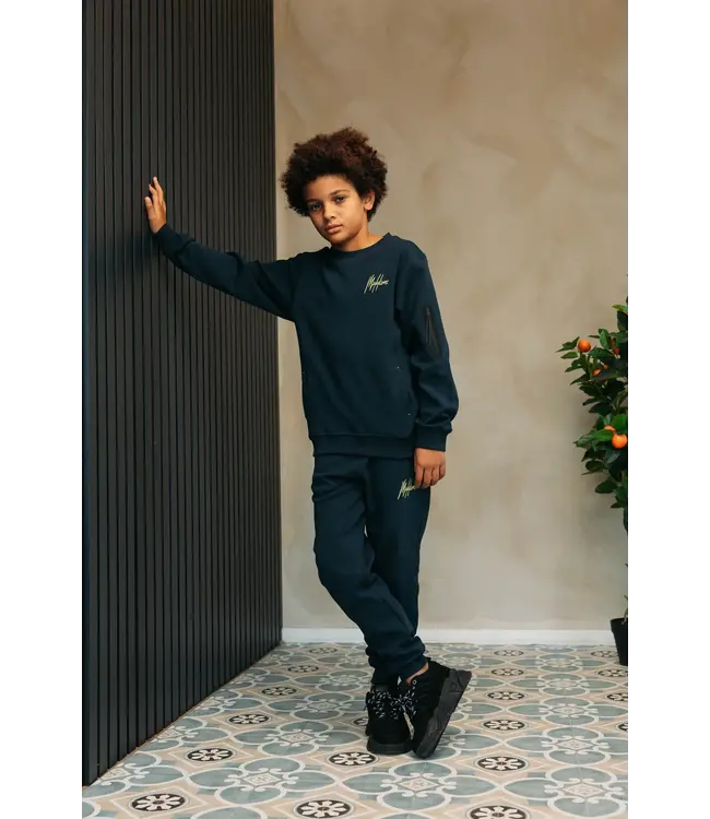 Malelions winter trainingsbroek jongens -  navy blauw/geel - counter
