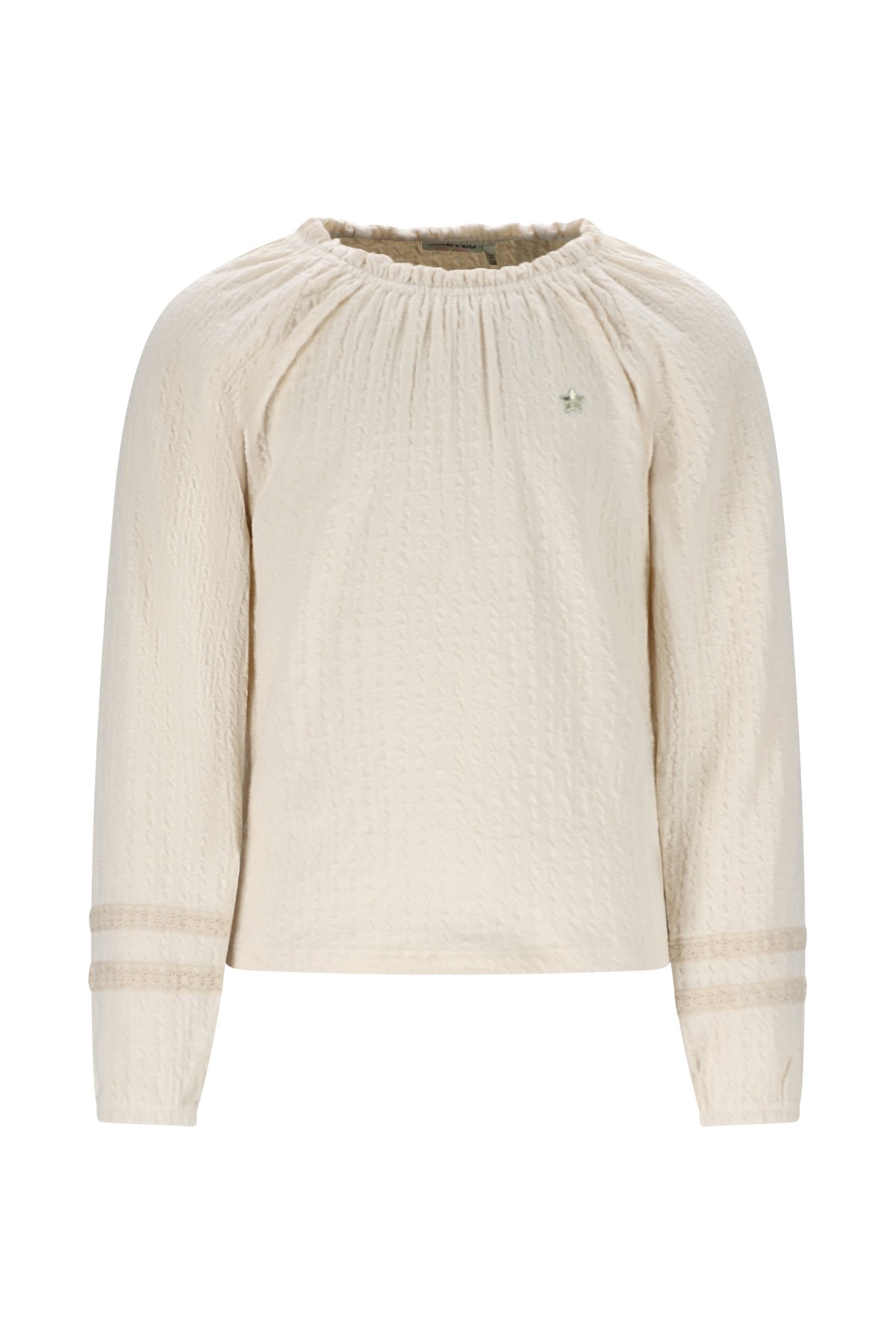 Like Flo winter jersey blouse meisjes - beige - Eli - jacquard afbeelding