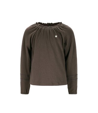 Like Flo winter jersey blouse meisjes - bruin - Eli - jacquard