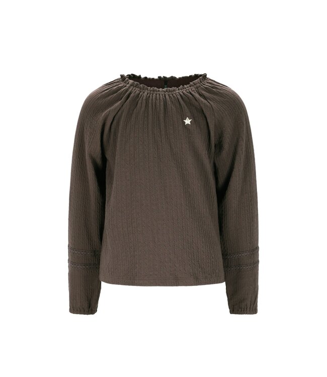Like Flo winter jersey blouse meisjes - bruin - Eli - jacquard