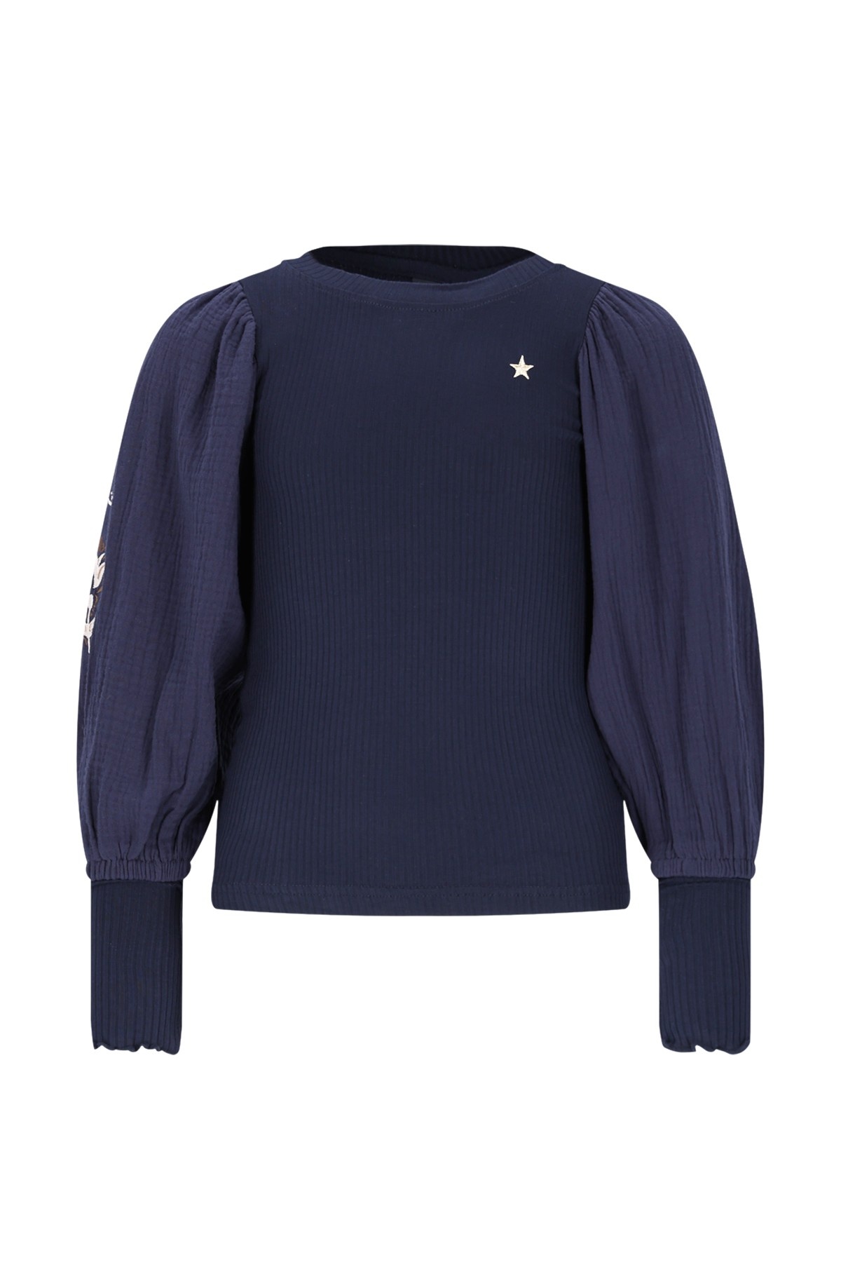 Like Flo winter top meisjes - navy blauw - Eloise - rib - ballonmouwen afbeelding