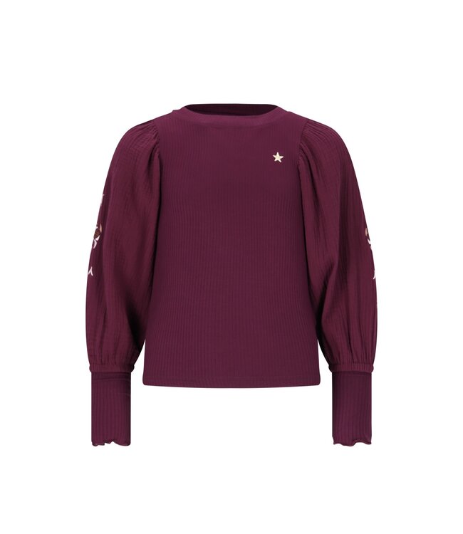 Like Flo winter top meisjes - rood - Eloise - rib - ballonmouwen