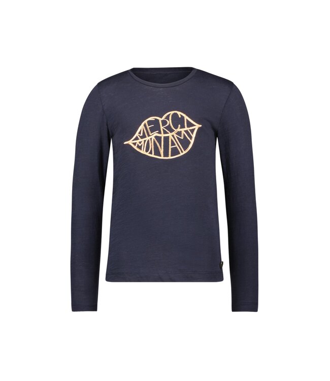 Like Flo winter jersey t-shirt meisjes - navy blauw - Emy - print/longsleeve