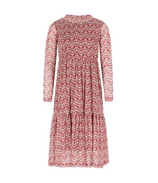 Like Flo winter mesh midi jurk meisjes - roze - Mae - AOP