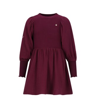 Like Flo winter jurk meisjes - rood - Maya - geweven - ballonmouwen - rib