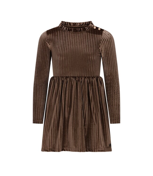 Like Flo winter jurk meisjes - bruin - Mara - knopen op mouw